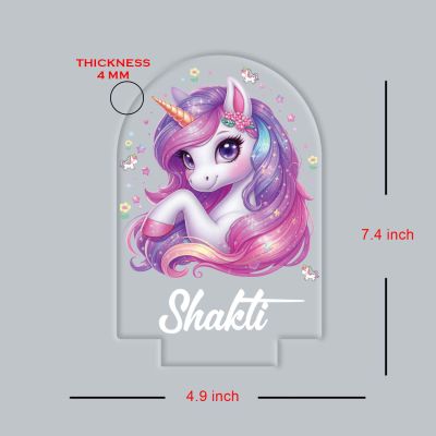 Personalized Unicorn UV Print 3D Illusion Night Light – Warm White LED Acrylic Lamp